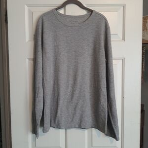AllSaints Long Sleeve Sweatshirt Mens Thermal Terase Crew Waffle Knit Shirt Gray
